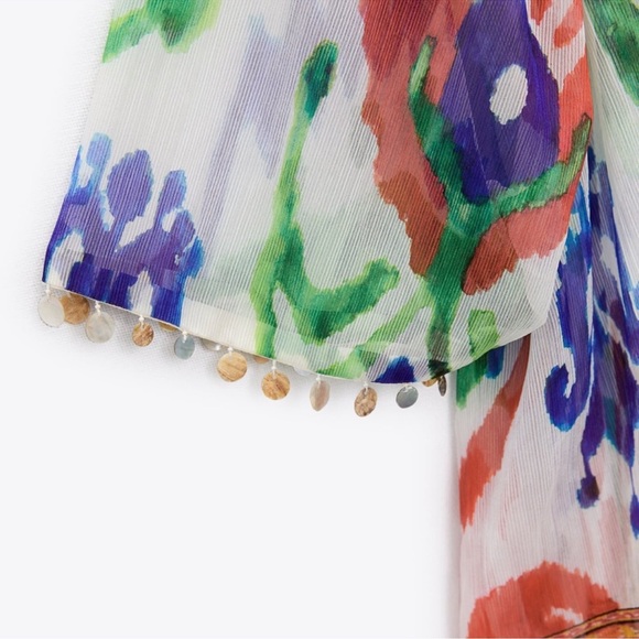 ZARA NWT LONG BEADED PRINT KAFTAN DRESS SZ XS-S and M-L - Picture 8 of 9